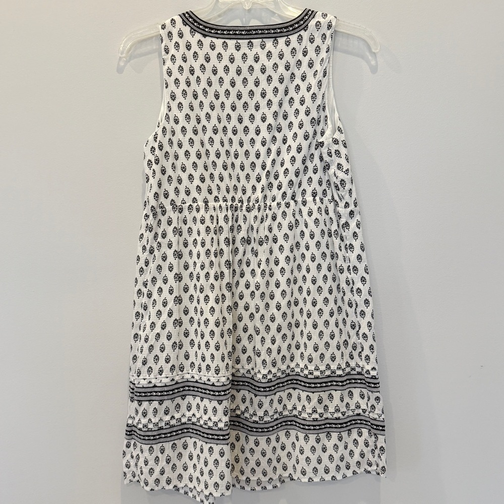 Purejill White & Black Sleeveless Dress w/ Embroidery Details Sz M AP - Picture 6 of 11